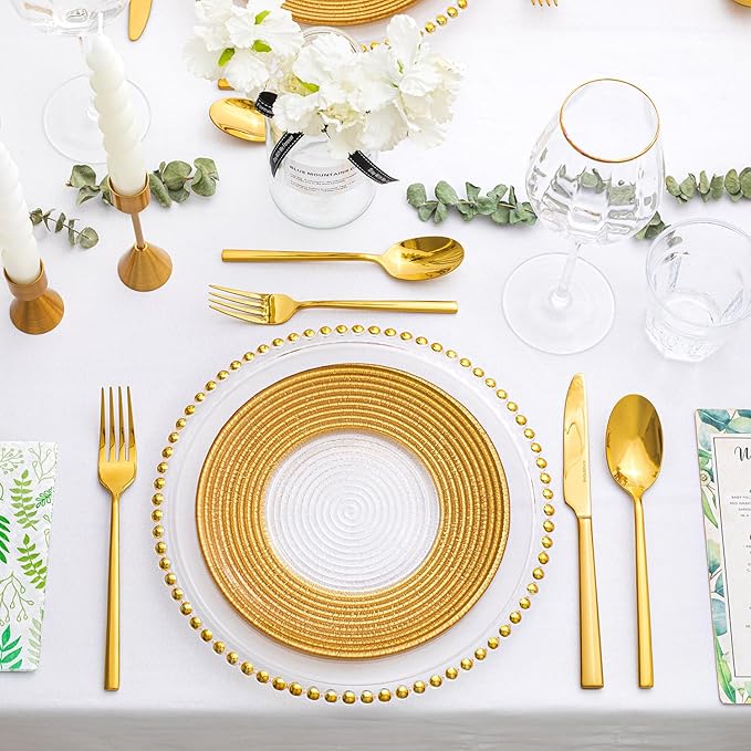 KINGSTONE Gold Silverware Set, 40-Piece Forged Flatware Set Cutlery Set Premium Stainless Steel, Service for 8, for Kitchen, Home, Wedding, Party, Mirror Polished Dishwasher Safe-Ruum Studio Home