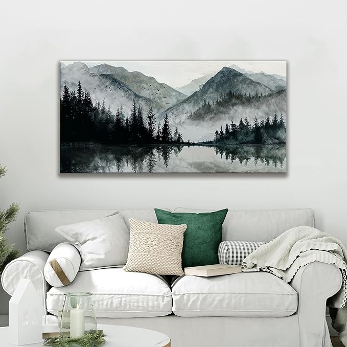 TAIJXAGSG Canvas Art Wall Decor Paintings Art Prints Modern Wall Art For Living Room Decorations Mountain Lake View Landscape Artwork Wall Bedroom Kitchen Office Home Wall Decor Artwork 24"×48"-Ruum Studio Home