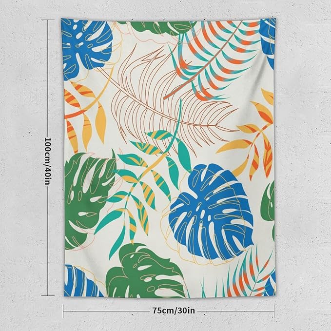 ICMOLYYENLO Tropical Green Plant Tapestry, Green Palm Leaves Natural Landscape Print Wall Tapestry for Bedroom Living Room Dormitory 60x80 Inch-Ruum Studio Home