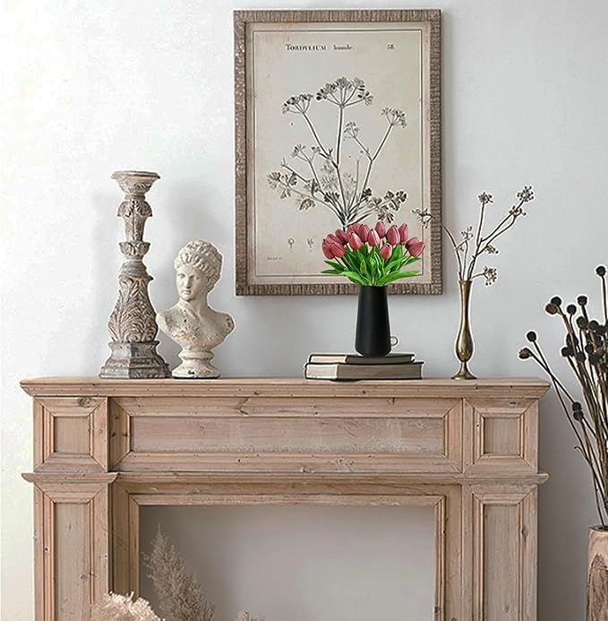 Mandy's Artificial Tulips 20 Stems Mauve PU Faux Flowers for Wedding Home Decor 13.5 Inch-Ruum Studio Home