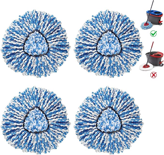 BonusLife 4-Pack Mop Head for O-Ceda RinseClea Spin Mop Refill 2-Tank System Only Easy Cleaning Microfiber Replacement-Ruum Studio Home