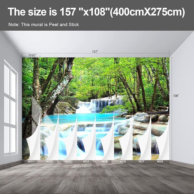 Forest Landscape Wall murals Woodland Tree Peel and Stick Wallpaper for Bedroom Living Room - 108"x157"-Ruum Studio Home