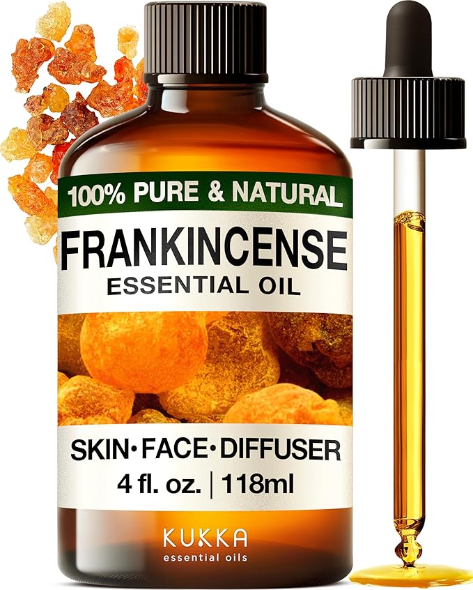Kukka Frankincense Essential Oil for Face & Skin - 4 Fl Oz - 100% Pure Natural Frankincense Oil Made from Ethiopia Resin - A Holy & Woody Scent for Body Comfort, Aromatherapy & DIY Soap Making-Ruum Studio Home