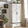 72" Farmhouse Kitchen Pantry Cabinet with Drawer, Tall Storage Cabinet with 2 Barn Doors and Shelves, Versatile Large Rustic Cupboard for Dining Room, Bathroom, Living Room, Laudry, White-Ruum Studio Home