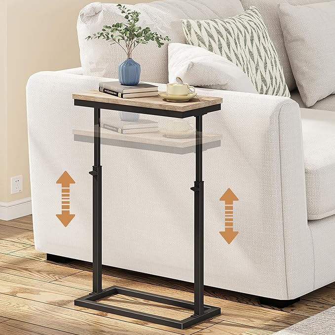 TUTOTAK End Table, Side Table, Tall Couch Table, Sofa Table, Living Room, Bedroom, Greige TB01BG083-Ruum Studio Home