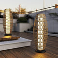 Large Patio Solar Powered Lantern for Garden Outdoor Decorative Floor Lamp Water-Resistant Wicker Lights for Deck Backyard-Ruum Studio Home