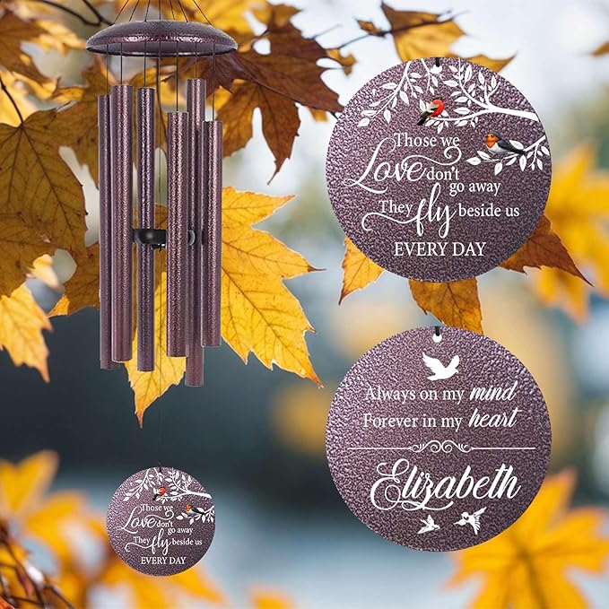 ASTARIN 36" Large Deep Tone Personalized Name Sympathy Wind Chimes, Cardinal Memorial Wind Chime for Loss of Mother Father Loved One, Bereavement Condolence Gifts Decor Outdoor Patio Garden-Ruum Studio Home