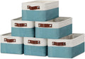 DULLEMELO Storage Baskets Bins for Organizing, Small Fabric Baskets for Shelves, Closets, Nursery, Home, Office, Empty Gift Baskets (6-Pack, White&Teal)-Ruum Studio Home