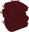 downluxe Chair Cushions for Dining Chairs, Waterproof Kitchen Chair Pads, Non-Slip Dining Seat Cushion with Ties, 17" x 16" x 2.5", Burgundy, 4 Pack-Ruum Studio Home