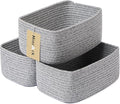 Small Storage Baskets for Organizing | Closet Organizer Bins | Shelf Toy Basket | Woven Rope Baskets | Cube Decorative Box | Shallow Basket | 11.5x7.5x4.7” | 3 Packs Mixed Grey-Ruum Studio Home