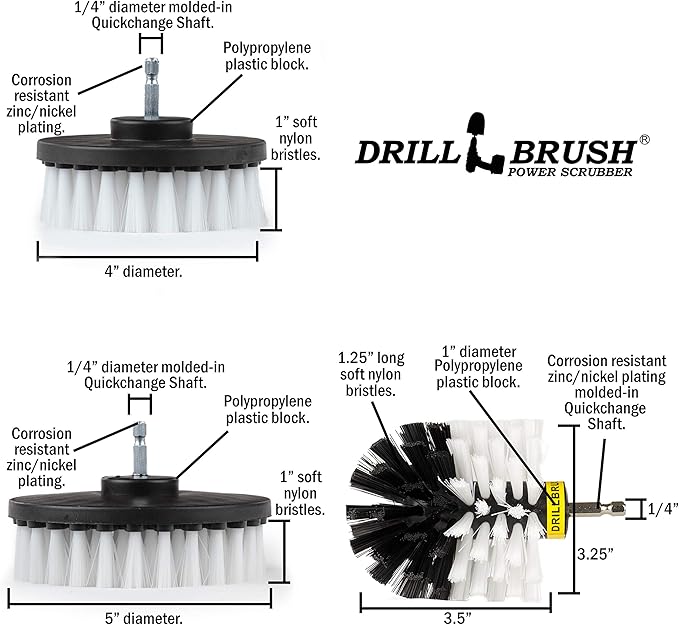 Drill Brush – Ultimate Car Wash Kit - Cleaning Supplies – Car Carpet - Truck Accessories - Wheel Brush - Motorcycle Accessories - Car Mats - Spin Brush - Interior Leather, Vinyl, Upholstery, Fabric-Ruum Studio Home