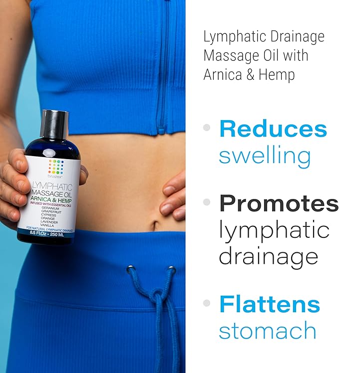 Lymphatic Drainage Massage Oil with Arnica & Natural Hemp Seed Oil, Post Surgery Recovery & Lipedema, Liposuction, 360 Lipo, BBL, Tummy Tuck, Fibrosis Treatment, Body Detox, 8.5 Oz-Ruum Studio Home