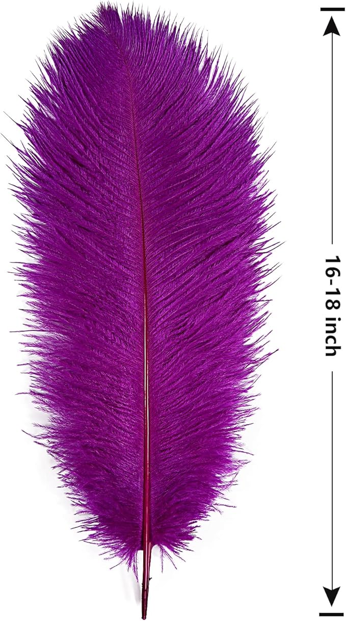THARAHT 12pcs Purple Ostrich Feathers Natural Bulk 16-18Inch 40cm-45cm for Wedding Party Centerpieces Easter Gatsby and Home Decorate Ostrich Feather-Ruum Studio Home