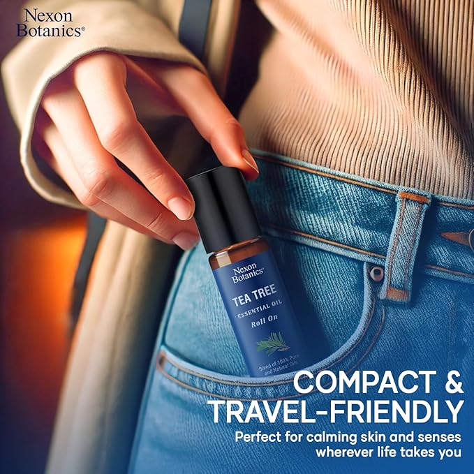 Tea Tree Oil Roll-On 10 ml - 100% Pure, Natural Essential Oil for Aromatherapy, Skin, Face & Body - Pre-Diluted for Travel - Nexon Botanics-Ruum Studio Home