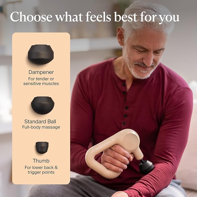 TheraGun Relief by Therabody - Easy-to-Use, Comfortable & Light Handheld Percussion Massage Gun for Everyday Pain Relief Massage Therapy in Neck, Back, Leg, Shoulder and Body (Sand)-Ruum Studio Home