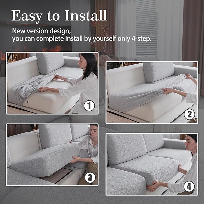 Couch Cushion Covers for Sectional Sofa, Stretch Soft Sofa Slipcovers Washable Wear-Resistant Universal Furniture Protector for Living Room(2 Seaters Covers, Light Gray)-Ruum Studio Home
