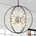 23.6" Black Chrome 12-Light Globe Sputnik Chandelier Modern Adjustable Hanging Ceiling Glass Tube Pendant Light Fixture for Entryway Foyer Staircase Dining Living Room Hallway-Ruum Studio Home