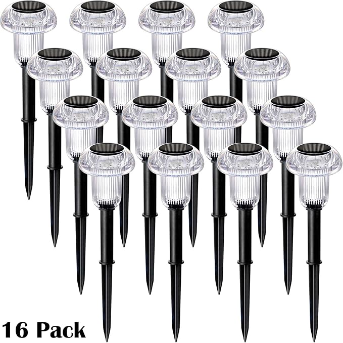 Solar Lights Outdoor Pathway Waterproof 16 Pack Color Changing LED Acrylic Mushroom Decorative Garden Lights for Yard Landscape Patio Outside Christmas Decorations-Ruum Studio Home