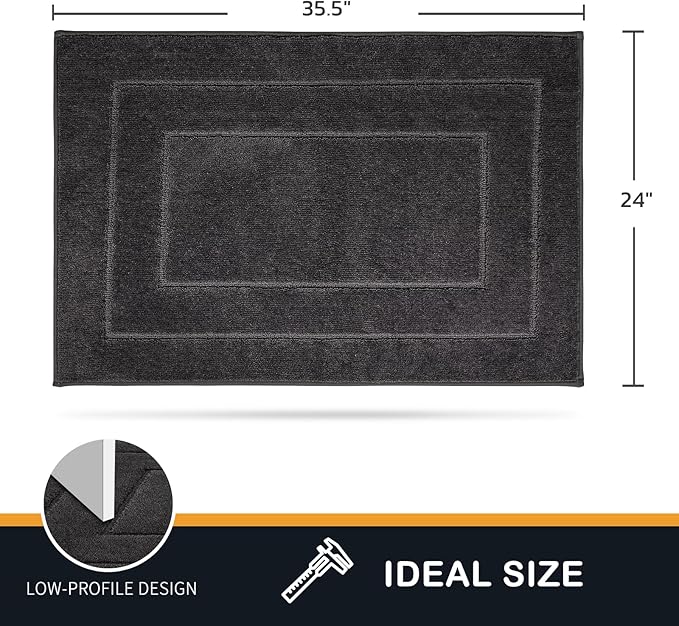 PURRUGS Dirt Trapping Door Mat 24" x 35.5", Non-Slip/Skid Machine Washable Entryway Rug, Dog Doormat, Super Absorbent Welcome Mat for Muddy Wet Shoes and Paws, Charcoal-Ruum Studio Home