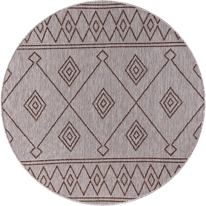 Keen Home Design Terrace Outdoor Round Rug - 5ft Round Washable Indoor/Outdoor Rug for Patio, Kitchen, Balcony, Beach, Garden, Deck and Porch, Size: 5'3" Round-Ruum Studio Home
