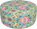 Inflatable Ottoman Stool D31 xH14 for Outdoor/Indoor Use, Water Repellent Patio Foot Rest Stool with Portable Handle,Round Pouf Ottoman Suitable for Garden,Deck and Camping - Damask Red-Ruum Studio Home