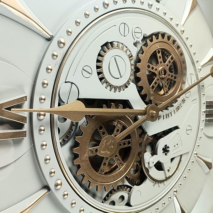 24'' Inch Real Moving Gear Wall Clock Ireland Line (Brass Light, 24 inches (59 cm))-Ruum Studio Home
