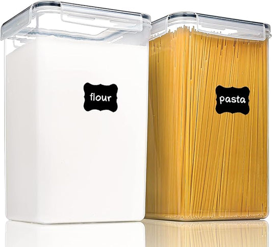 Large Food Storage Containers with Lids Airtight 6.5L / 5.9 quart, for Flour, Sugar, Baking Supply and Dry Food Storage, PANTRYSTAR 2PCS BPA Free Plastic Canisters for Kitchen Pantry Organization-Ruum Studio Home