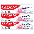 Colgate Whitening Toothpaste for Sensitive Teeth, Enamel Repair and Cavity Protection, Fresh Mint Gel, 6 Oz (Pack of 3)-Ruum Studio Home