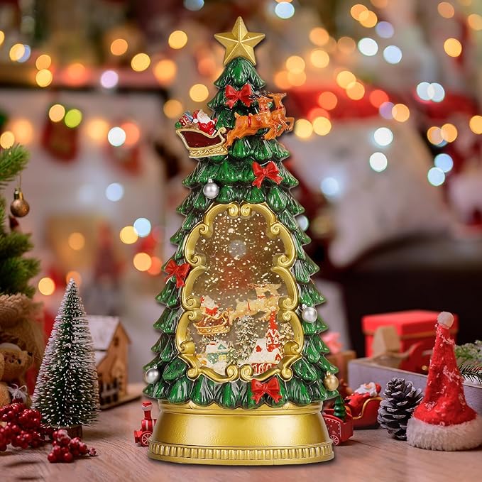 Christmas Snow Globes,with Musical and 6 Hour Timer,Snow Globes Lights, Christmas Indoor Decorations, Christmas Tree Decorations,USB & Battery Powered,Christmas Christmas Santa Claus-Ruum Studio Home