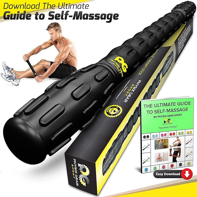 Physix Gear Roller Stick - Muscle Roller Massage Stick for Legs, The Stick Massage Roller for Deep Tissue Massaging Stick for Athletes, Physical Therapy Muscle Roller, Recovery Stick Roller-Ruum Studio Home