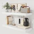 White Floating Shelves 36 Inch Long, 12 Inch Deep Floating Shelves for Wall, 36 x 12 Shelves for Wall Storage & Display, 2" Thick Floating Shelf for Bathroom, Living Room, Bedroom, Set of 2-Ruum Studio Home