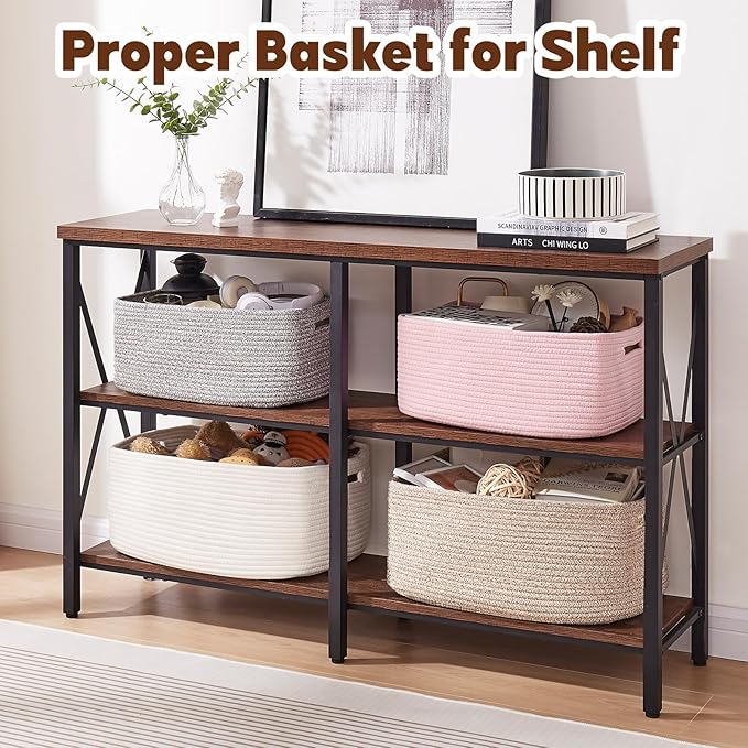 OIAHOMY Storage Basket for Shelves, Closet Cube Storage Bins Baskets for Clothes Blanket Towels, Baby Nursery, Toy Baskets Box, Woven Rope Basket, 15.75*11.81*7.09 IN, 2 Packs Pink-Ruum Studio Home