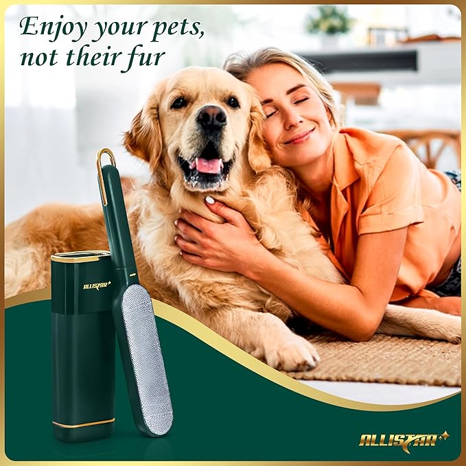 Pet Hair Remover, Lint Remover, Lint Brush for Clothes, Furniture, Carpets, Car Seats. Cat Hair Remover. Dog Hair Remover Laundry. Double-Sided. Reusable. Self-Cleaning Base. ALLISTAR (Forest Green)-Ruum Studio Home