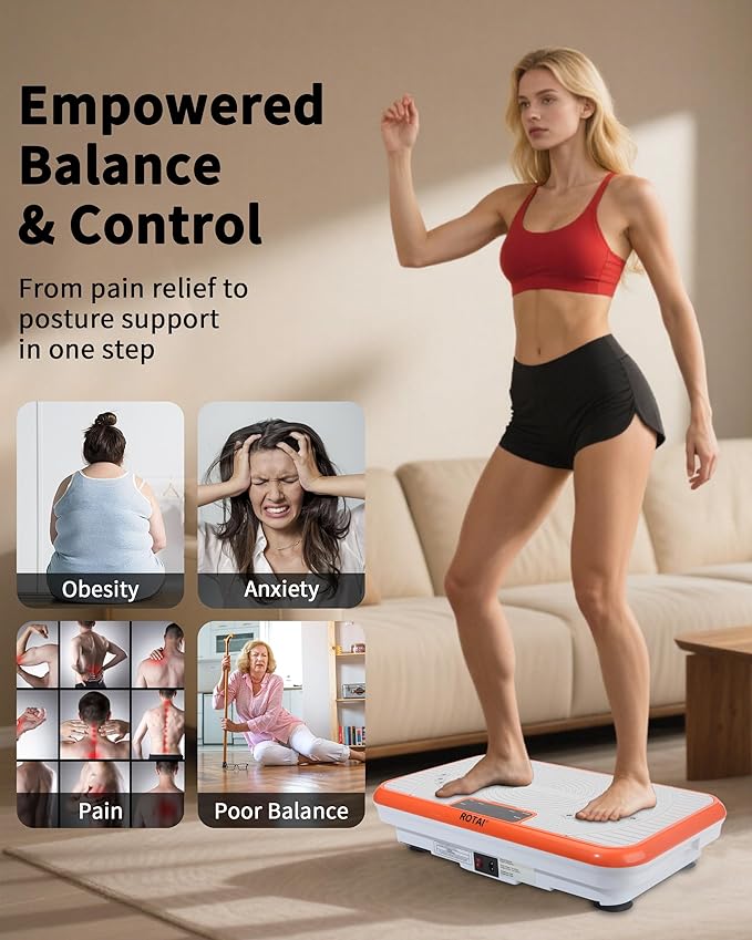 Shake Plate Vibration Exercise Machine for Lymphatic Drainage Massager & Weight Loss, 400 lbs Capacity Whole Body Vibrating Plate Workout for Women and Men-Ruum Studio Home