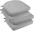 downluxe Indoor Chair Cushions for Dining Chairs, Soft and Comfortable Textured Foam Kitchen Chair Pads with Ties and Non-Slip Backing, 16" x 16" x 2", Light Grey, 4 Pack-Ruum Studio Home