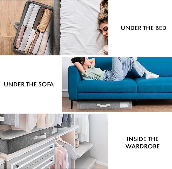 HOMELUX THEORY 2pc Under Bed Storage Containers, Bedroom Under the Bed Drawer Storage Organizer with Bins and Lids, Large Underbed Clothes Storage Box Ideal for Blanket, Fabric, & Shoes (LightGray)-Ruum Studio Home