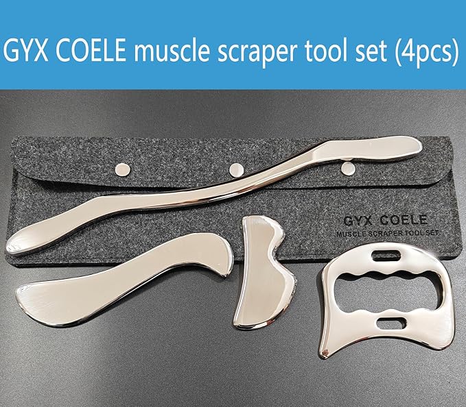4 in 1 Stainless Steel Gua Sha Muscle Scraper Tool, Professional IASTM Physical Therapy Tool Set for Massage and Scraping （4pcs Carry Bag）-Ruum Studio Home