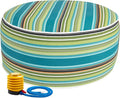 FUNHOME Inflatable Outdoor Ottoman with Air Pump,20"x9" Portable Patio Pouf,Water Resistant,Fade-Resistant,Round Blow Up Footrest Stools for Home Garden Camping Travel(Green Stripe)-Ruum Studio Home