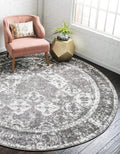 Unique Loom Rosso Collection Vintage, Traditional, Bohemian, Geometric, Distressed, Southwestern Area Rug, 3' 3" x 3' 3", Gray/Ivory-Ruum Studio Home
