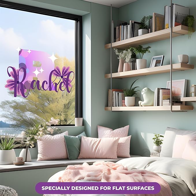 CRYPTONITE Custom Stickers Name Wall Decor with Purple Flower | Custom Name & Initial for Purple Wall Decor | Flower Wall Decals for Bedroom Decor I Custom Decal for Baby Girl Nursery Decor(E. Floral)-Ruum Studio Home