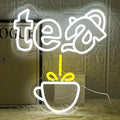 Tea Neon Sign Teapot LED Neon Light White Tea Bar Neon Sign Decor Hanging for Coffee Station, Teahouse, Restaurants, Home, Farmhouse, Kitchen Decoration-Ruum Studio Home