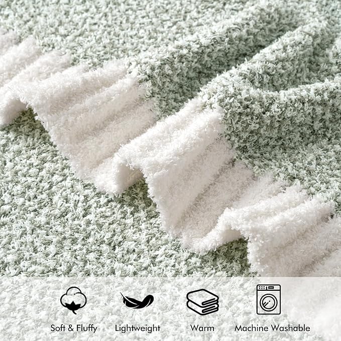 MIULEE Sage Green Super Soft Throw Blanket for Couch, Cozy Fluffy Warm Throws Knit Blankets for Sofa, Bed, Chair, Living Room, Camping, Picnic, Spring Home Decor,50 x 60 inch-Ruum Studio Home