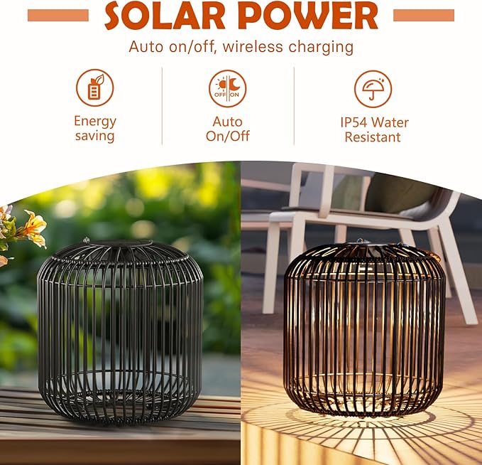 Solar Yard 1-Pack Outdoor Solar Lamp, Water-Resistant Lights for Outside Hanging Lantern Table Lamp Lights Decoration for Garden, Yard, Patio, Porch, Trees, Pathway, Black-Ruum Studio Home