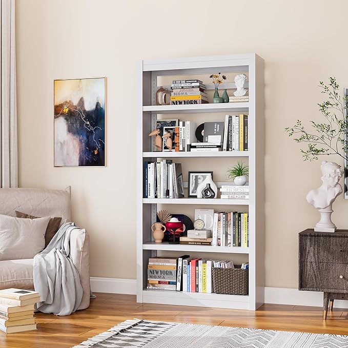 Bookcase, 5-Shelf Industrial Bookshelf, Large Storage Space, Adjustable Bookshelves, Perfect for Living Room, Home Office, Garage, Ideal for WFH Essentials & Home Office Upgrade-Ruum Studio Home