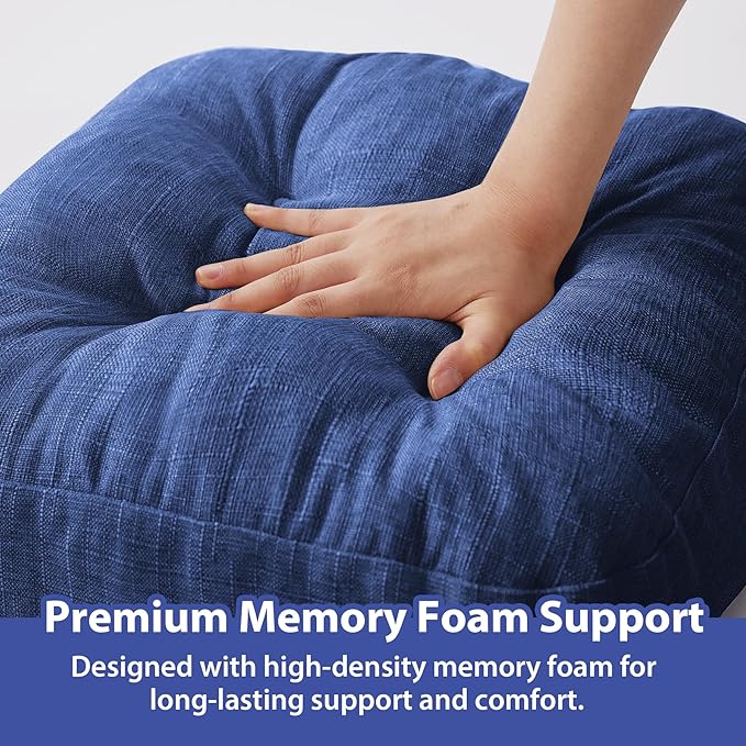 Chair Cushions, Dining Chair Cushions, Tufted Indoor Chair Pads, Set of 2, Navy Blue, 16.5'' x 16.5'' x 3.5''-Ruum Studio Home