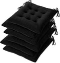 OVOV Chair Cushions for Dining Chairs Set of 6 Tufted Indoor Chair Pads with Ties Soft Square Seat Cushions for Kitchen Chairs 15.5"x15.5",Black-Ruum Studio Home