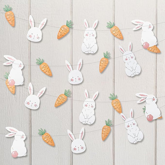 Cheerland Bunny Garland Party Decorations Cute Rabbit Carrot Banner Hanging Streamer for Girls Kids Birthday Baby Shower Classroom Home Office Decor Easter Garden Animal Tea Parties Supplies 2pcs-Ruum Studio Home
