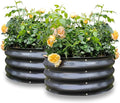 GARDMAX 2 Pack 2x2x1FT Galvanized Round Raised Garden Bed Kit, Metal Planter Boxes Outdoor with Easy Assembly, Large Garden Bed for Vegetables, Fruits, Flower, Herbs Dark Gray-Ruum Studio Home