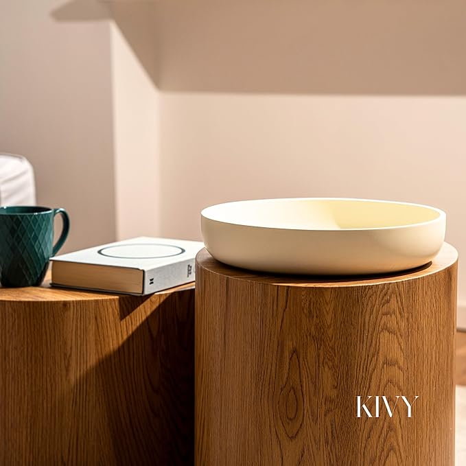 KIVY Concrete Fruit Bowl for Kitchen Counter - Large Decorative Bowl for Home Decor - Modern Fruit Basket for Entryway Table - Concrete Bowl - Decorative Bowls for Home Decor - White Fruit Bowl Decor-Ruum Studio Home