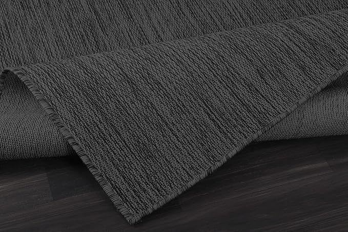 CAMILSON Outdoor Rug 9x12 Modern Area Rugs for Large Indoor and Outdoor Patios and Porches - Waterproof, Washable, Non-Shedding, Easy-to-Clean Outside Carpet (9 x 12, Solid - Dark Gray)-Ruum Studio Home
